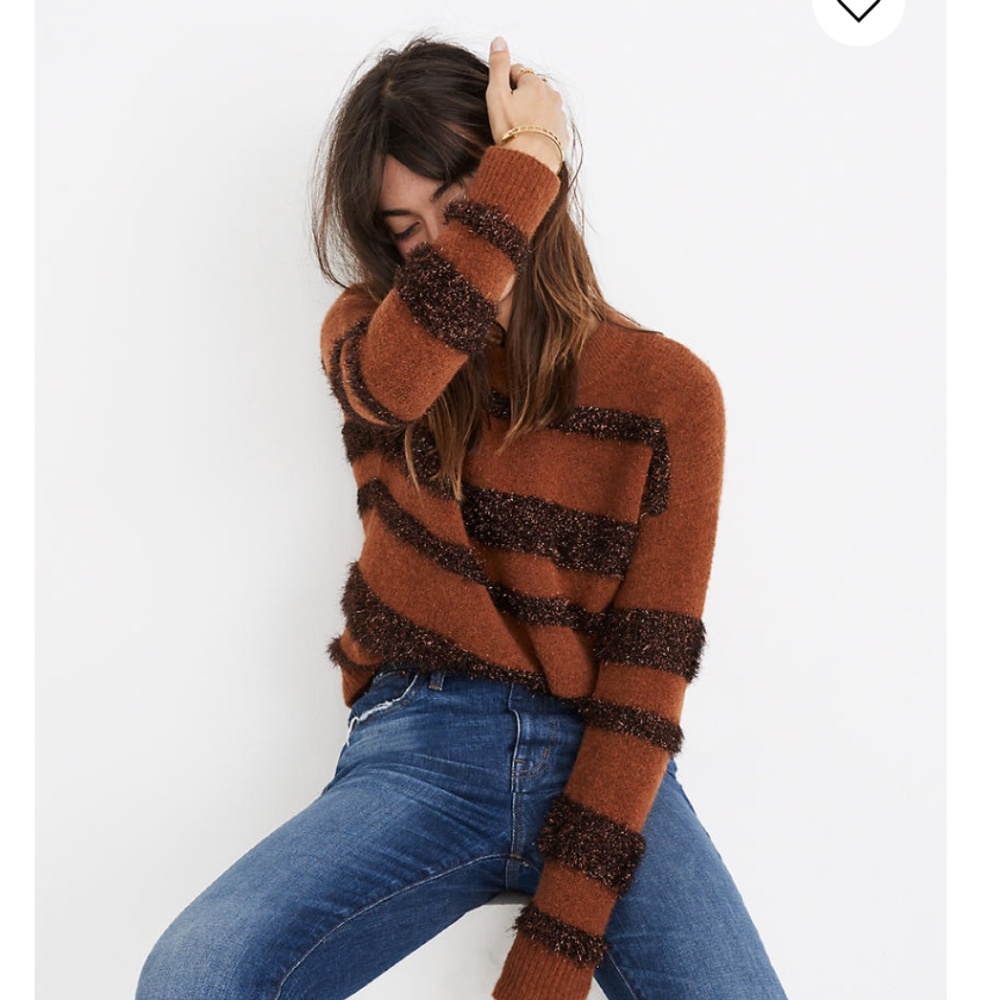 Madewell Tinsel-Stripe Pullover Sweater - Picture 2 of 7